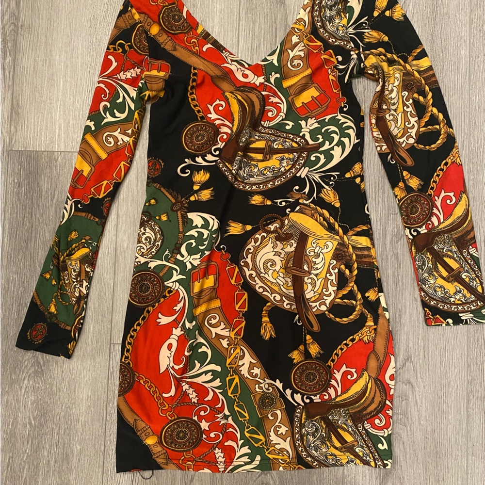 Chain print bodycon dress